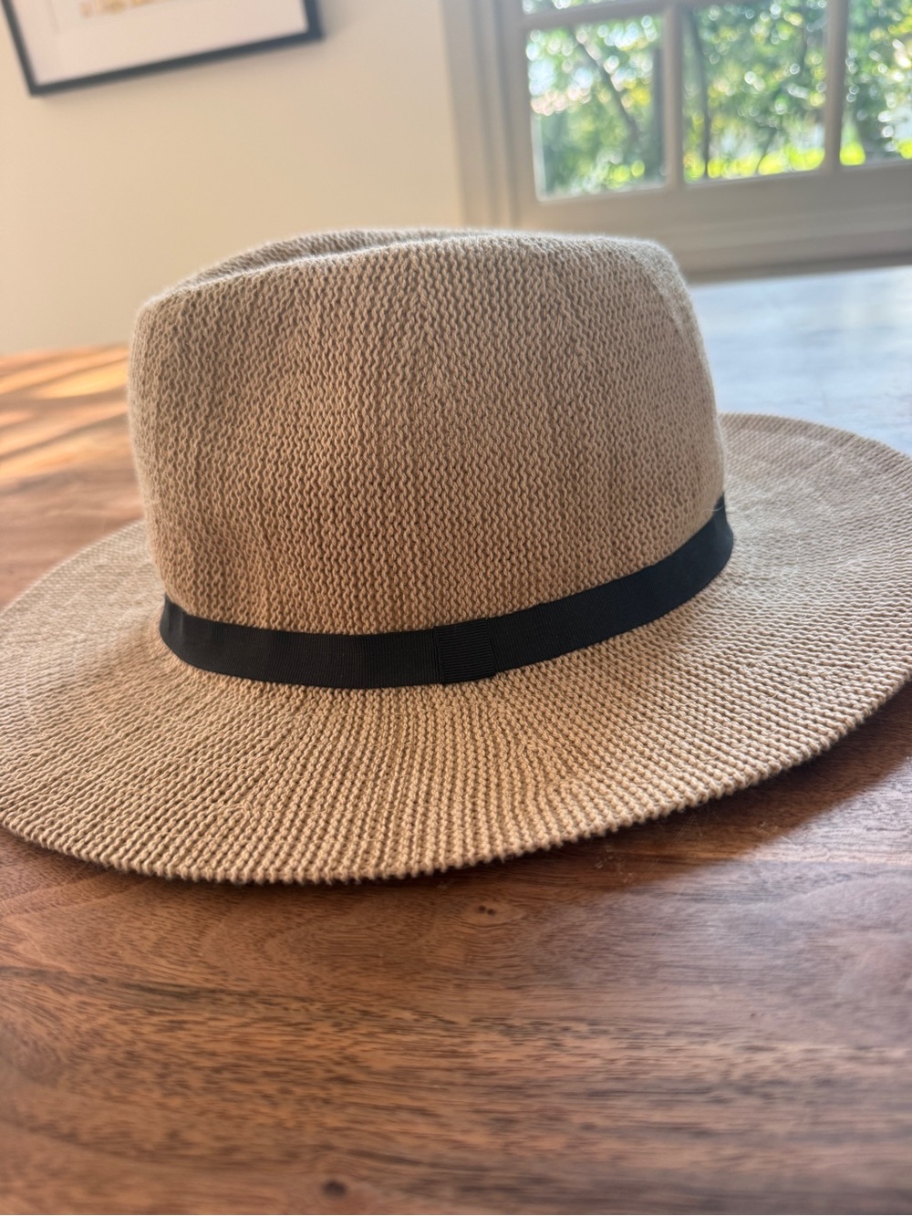 Women’s Fedora Hat with Black Band - Beige